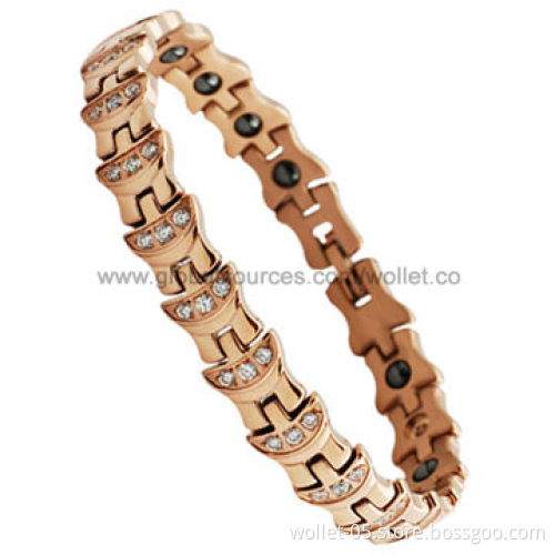 Rose Gold Tone Tungsten Steel Bracelet with Magnet, Best Gift for Women